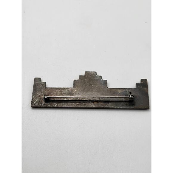 Art Deco Revival Skyscraper Geometric Brooch Rhinestone 1980s - Picture 4 of 4